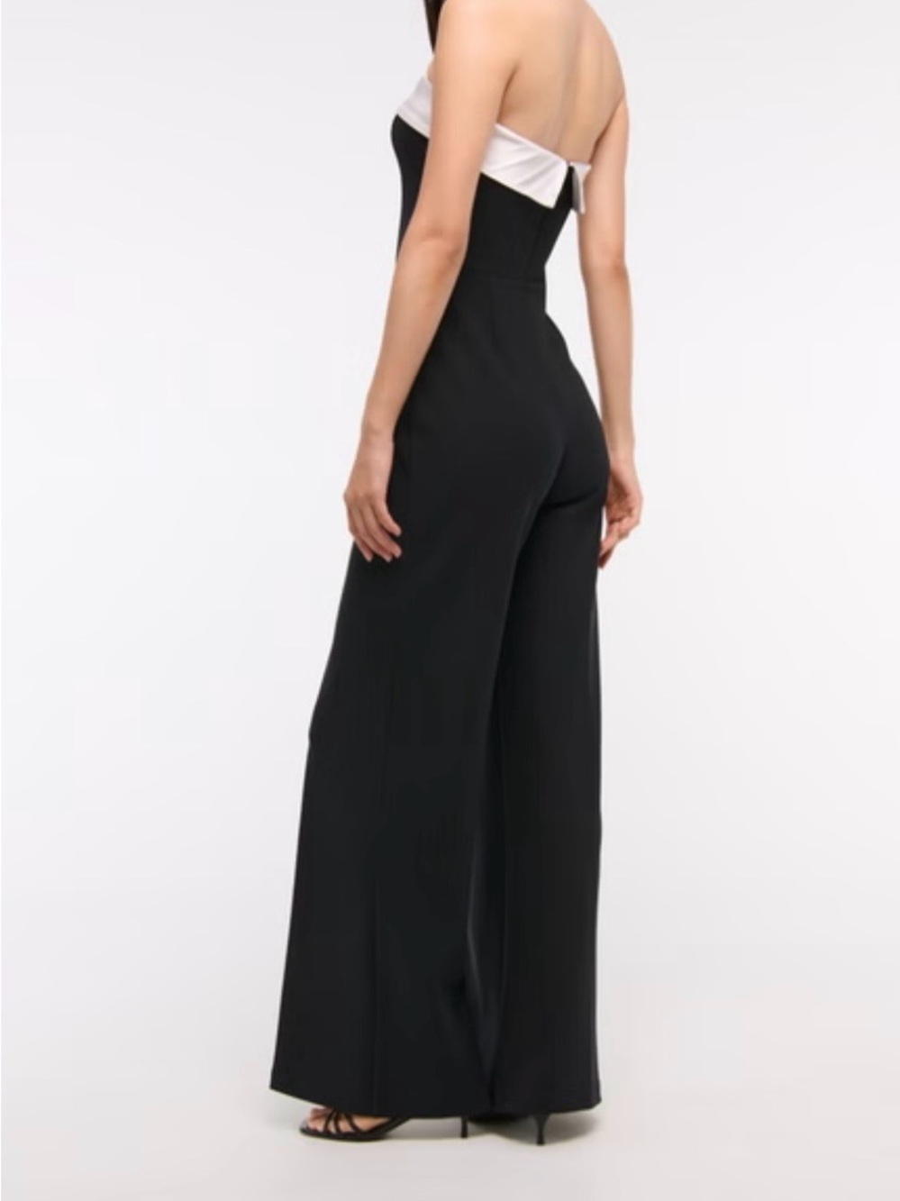 Strapless Black & White Wide-Leg Jumpsuit - Picture 6 of 8